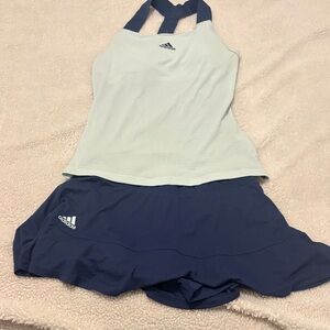 Adidas Mint Green Tank and Dark Blue Shorts Set